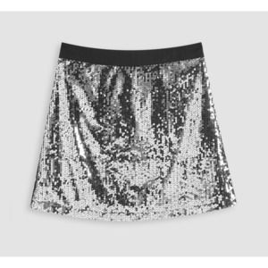 Silver Sequin Mini Skirt